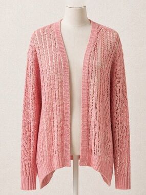 Mossimo Supply Co. Dusty Pink Open-Knit Lightweight Cardigan